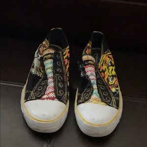 Rainbow slip on sneakers